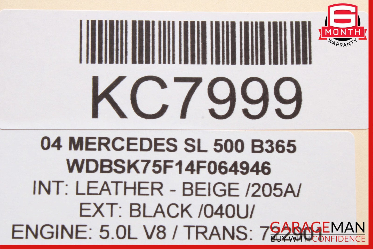 03-12 Mercedes R230 SL500 Left Convertible Roof Main Top Drive Lift Cylinder
