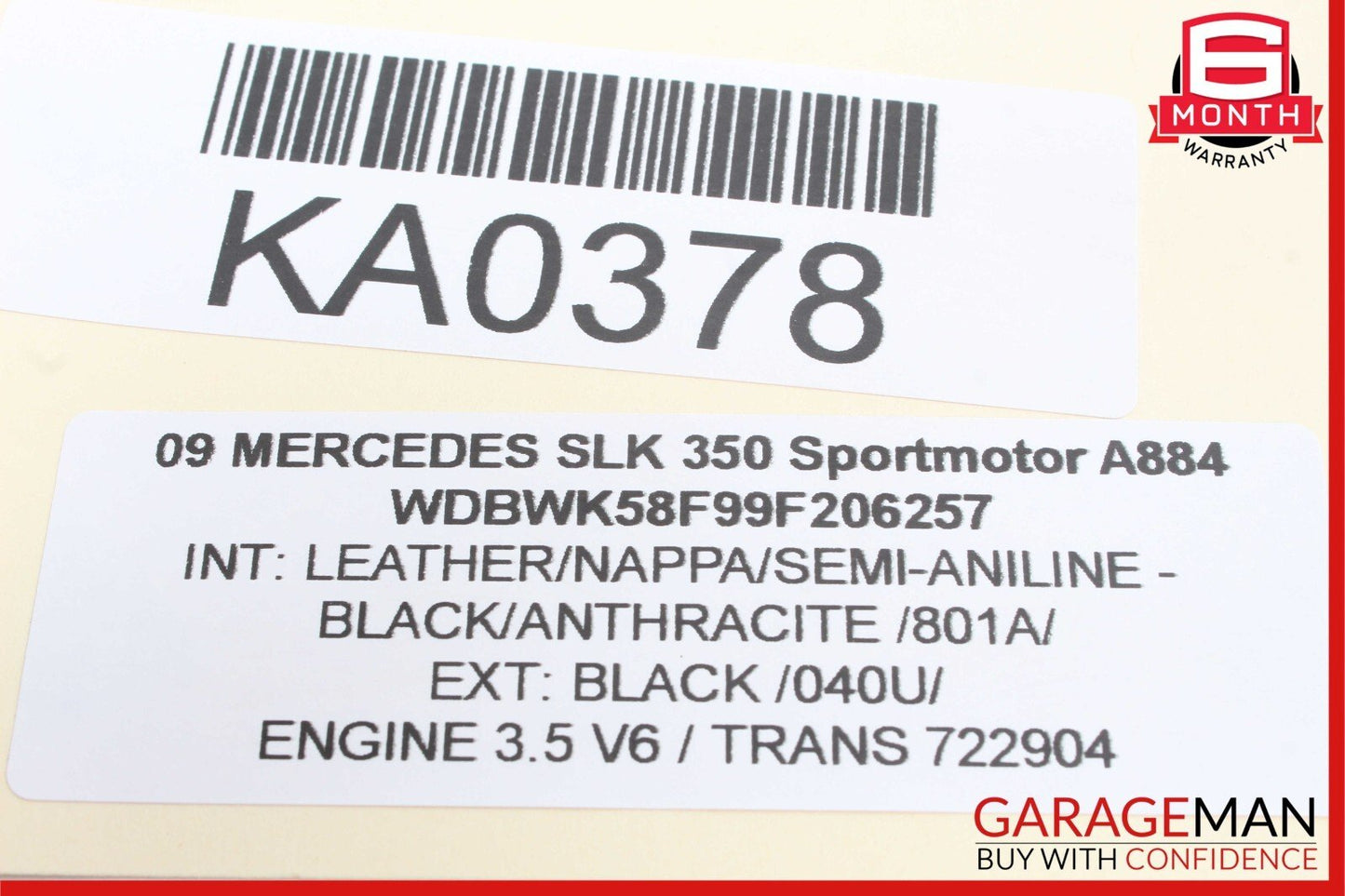 05-11 Mercedes R171 SLK350 Front Left / Right Seat Headrest Head Rest Black