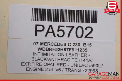 05-07 Mercedes W203 C230 C350 Front Left Driver Top Upper Seat Cushion Black OEM
