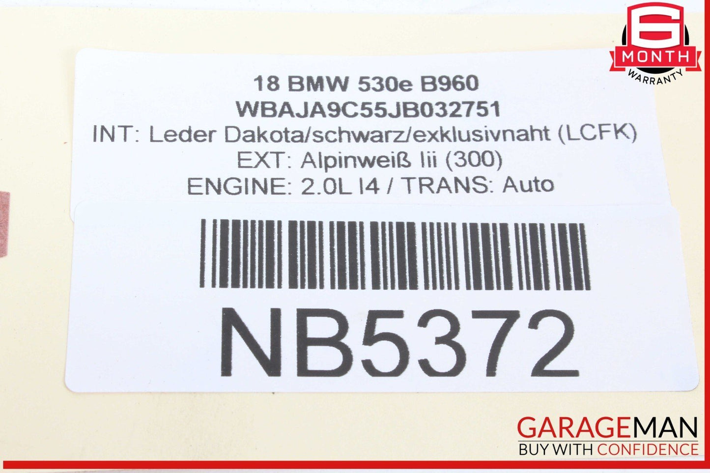17-20 BMW 530E Charge Socket w/ High Voltage Electric Charging Cable 9381121 OEM