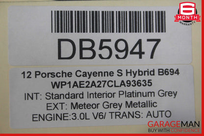 11-17 Porsche Cayenne 958 Rear Left Side Interior Door Trim Panel Assy Gray