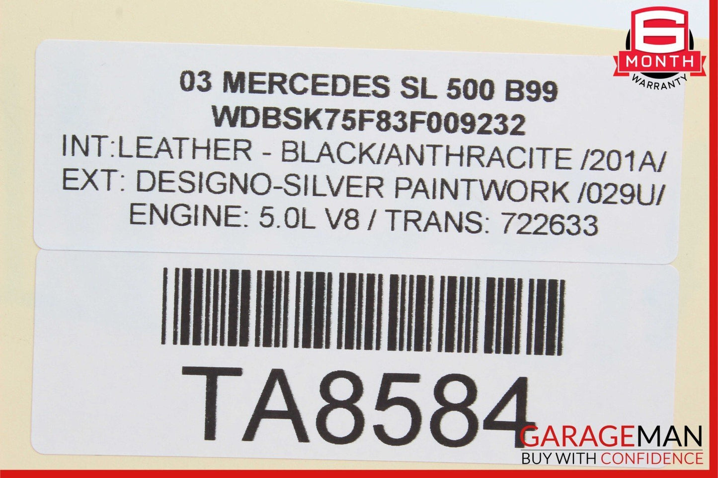 03-08 Mercedes R230 SL500 Rear Right Luggage Seatbelt Retractor Speaker Black