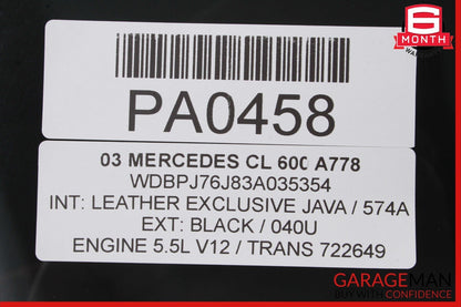 00-06 Mercedes W215 CL500 CL600 Rear Left Driver Side Quarter Window Auto Glass