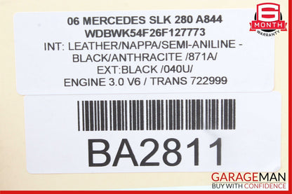 05-11 Mercedes R171 SLK280 SLK350 Convertible Top Roof Control Module Unit