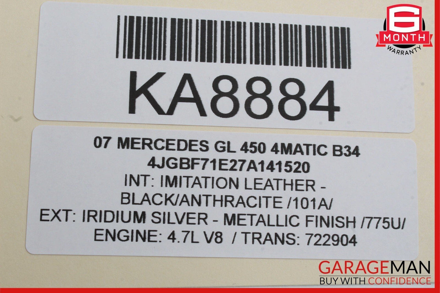 06-12 Mercedes W251 R350 ML350 Interior Top Upper Rear View Mirror Cover Grey