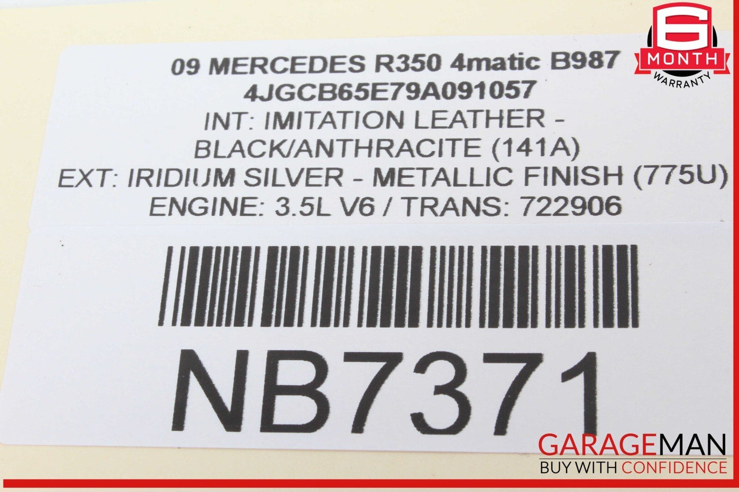 09-13 Mercedes W251 R350 4MATIC Front Left Side Sun Visor Sun Shade Gray OEM