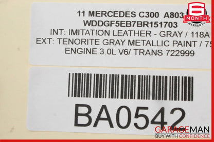 08-14 Mercedes W204 C250 C300 Front Left Side Exterior Door Handle Tenorite Grey