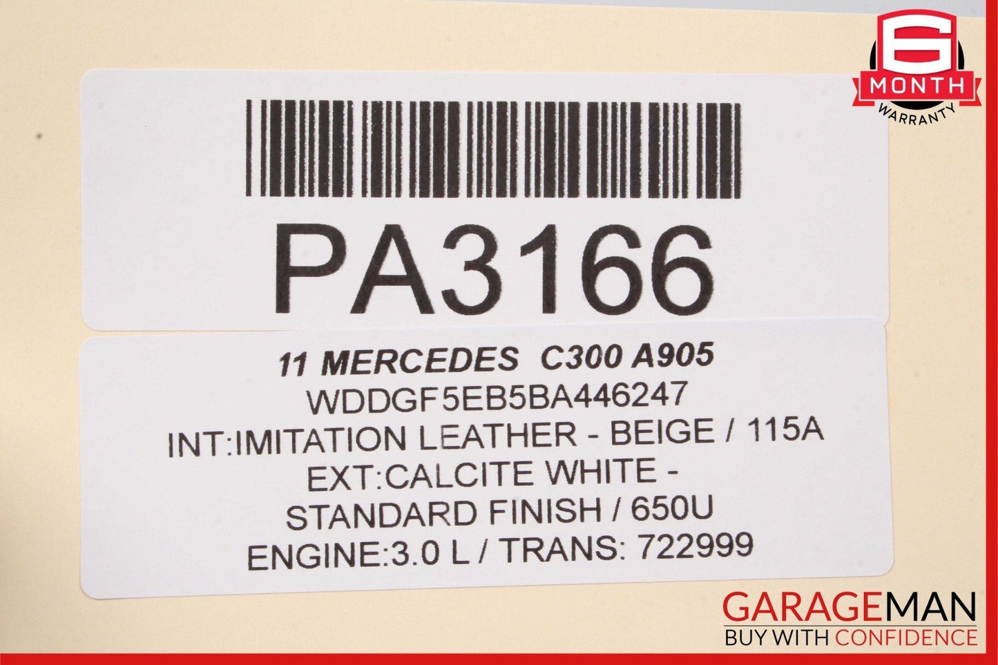 08-14 Mercedes W204 C250 C350 Front Right Side Top Upper Seat Cushion Beige OEM
