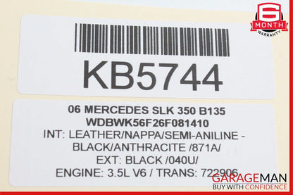 05-08 Mercedes R171 SLK350 Front Left Side Seatbelt Seat Belt Retractor Black