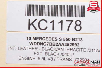 07-13 Mercedes W221 S550 Rear Left Side Exterior Door Handle Assembly Black