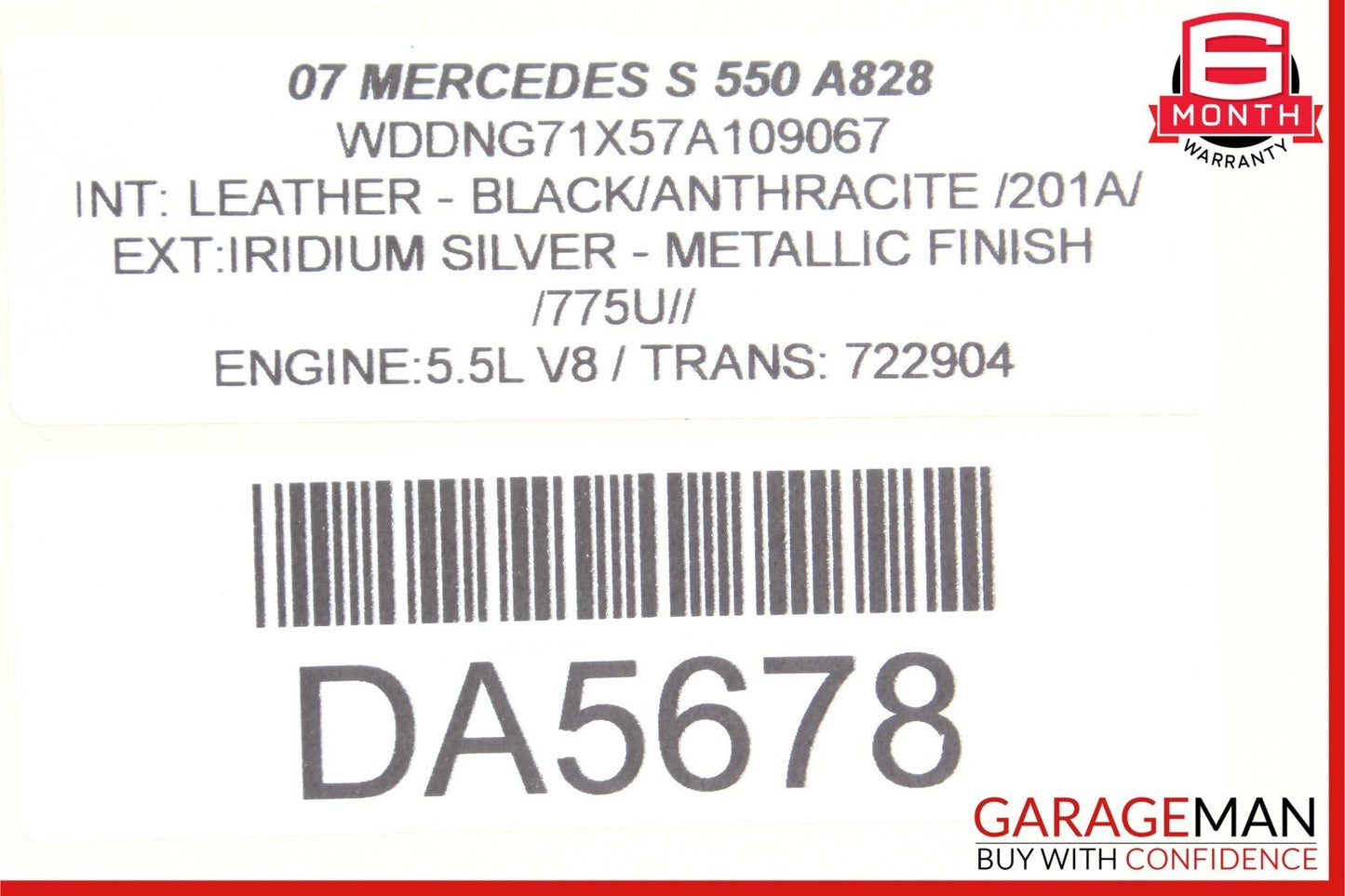 07-13 Mercedes S550 Rear Left or Right Air Airmatic Suspension Shock Absorber
