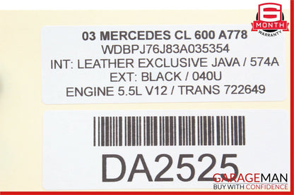 02-06 Mercedes W215 CL600 CL65 AMG Front Right Seat Belt Retractor Saffron OEM