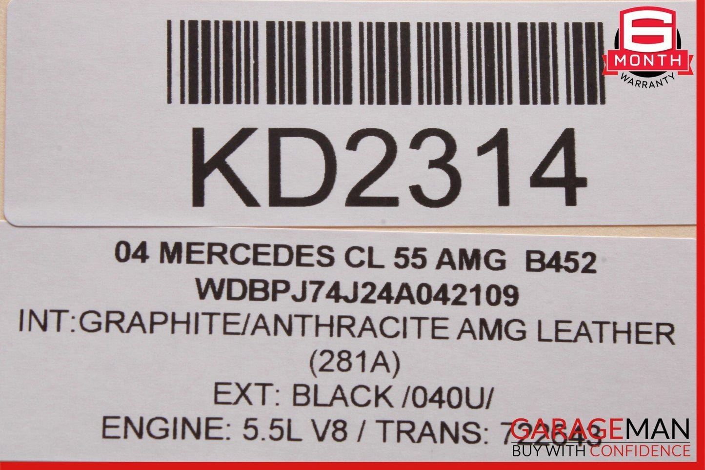 00-06 Mercedes W215 CL55 Front Right / Left Seat Head Rest Headrest Anthracite
