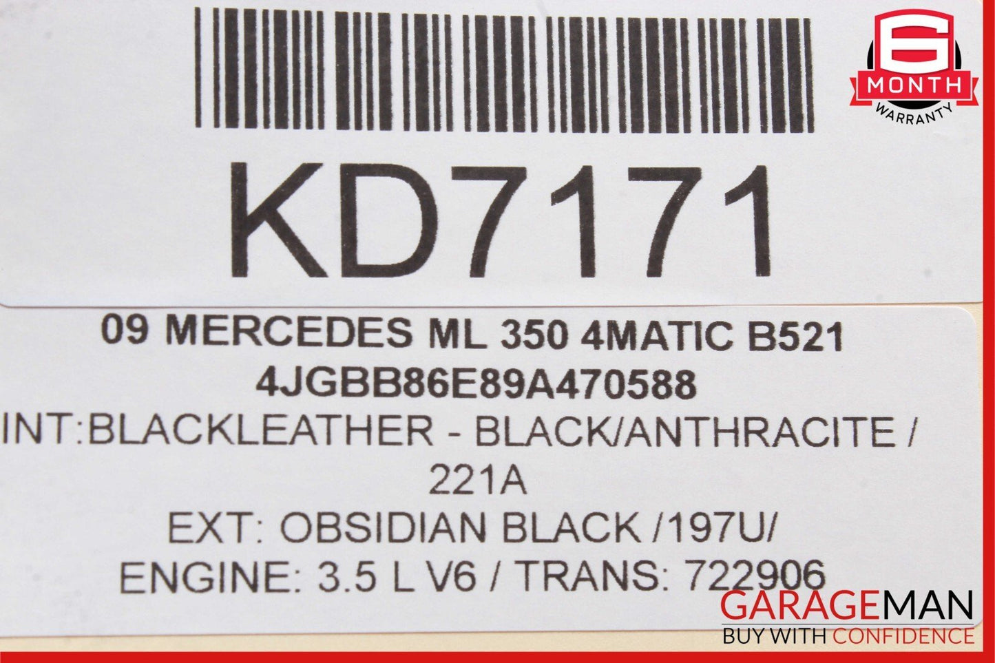 06-13 Mercedes GL450 ML550 R500 Front Right Door Window Regulator Motor