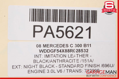 08-14 Mercedes W204 C300 Sedan Front Right Side Top Upper Seat Cushion Grey