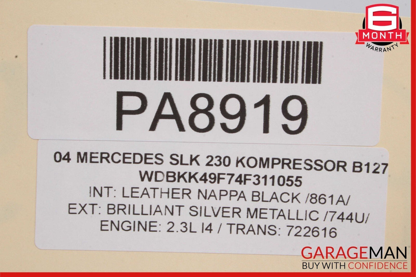 97-04 Mercedes R170 SLK320 SLK230 Front Right Lower Bottom Seat Cushion Cover