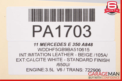 10-13 Mercedes W212 E350 E550 Front Right Side Interior Door Panel Cover Beige