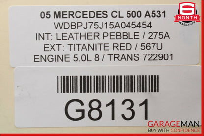 00-06 Mercedes W215 CL500 Front Left / Right Side Seat Head Rest Headrest Beige