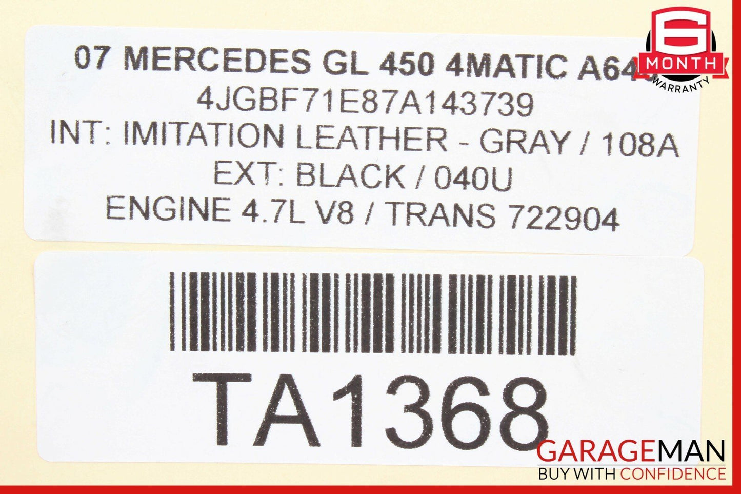 06-12 Mercedes X164 GL450 ML450 Rear Right Door Quarter Window Regulator Motor