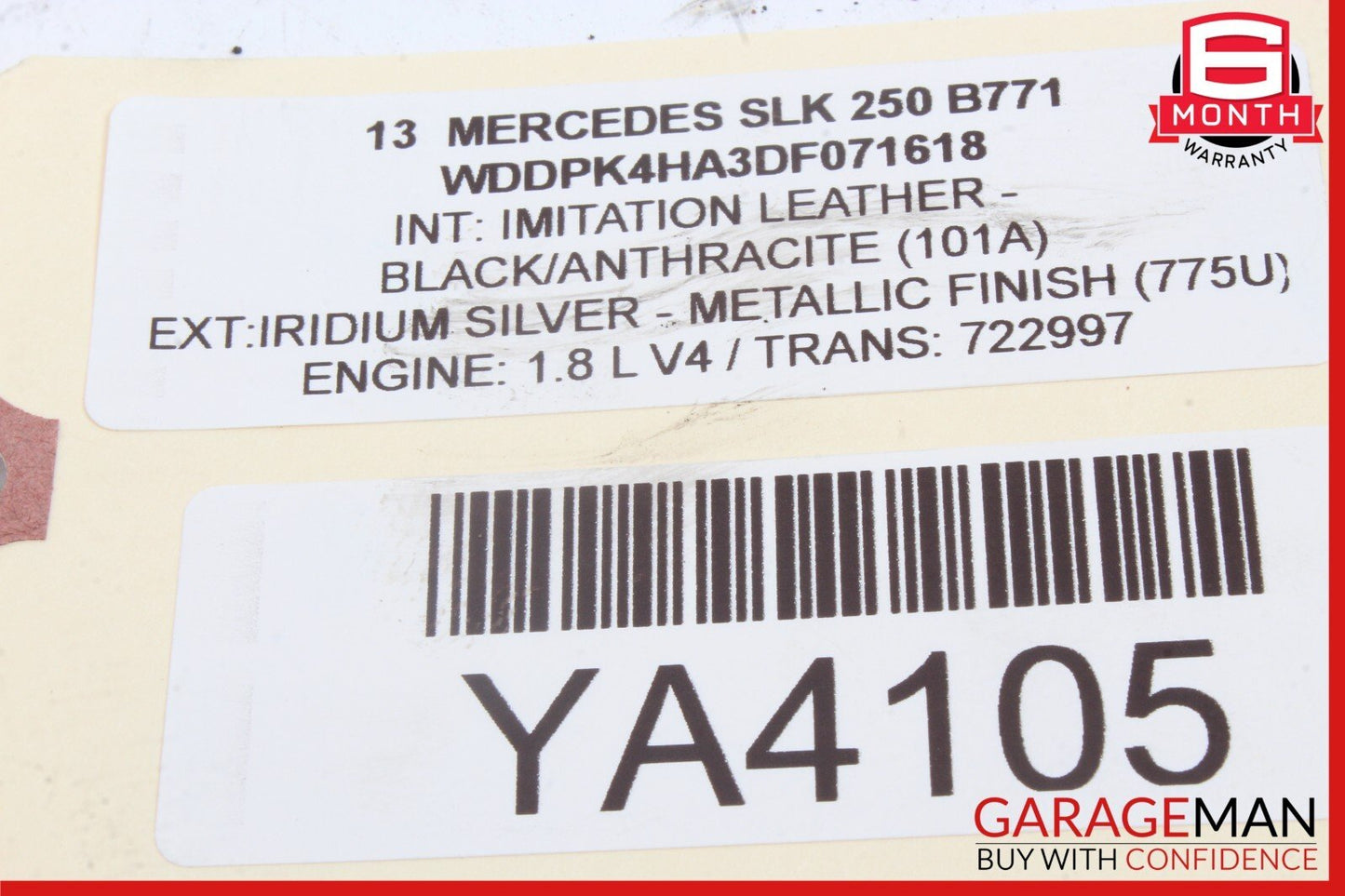 12-15 Mercedes R172 SLK250 C250 1.8L Engine Starter Motor 0051513901 OEM
