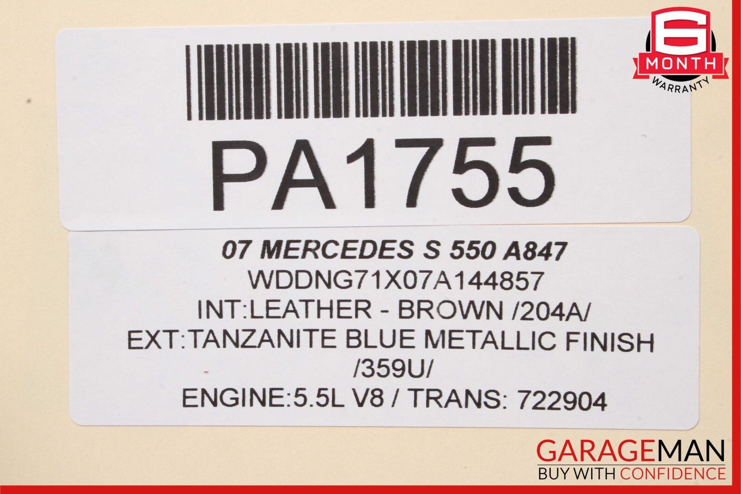 07-09 Mercedes W221 S450 S550 Front Right Side Top Upper Seat Cushion Brown