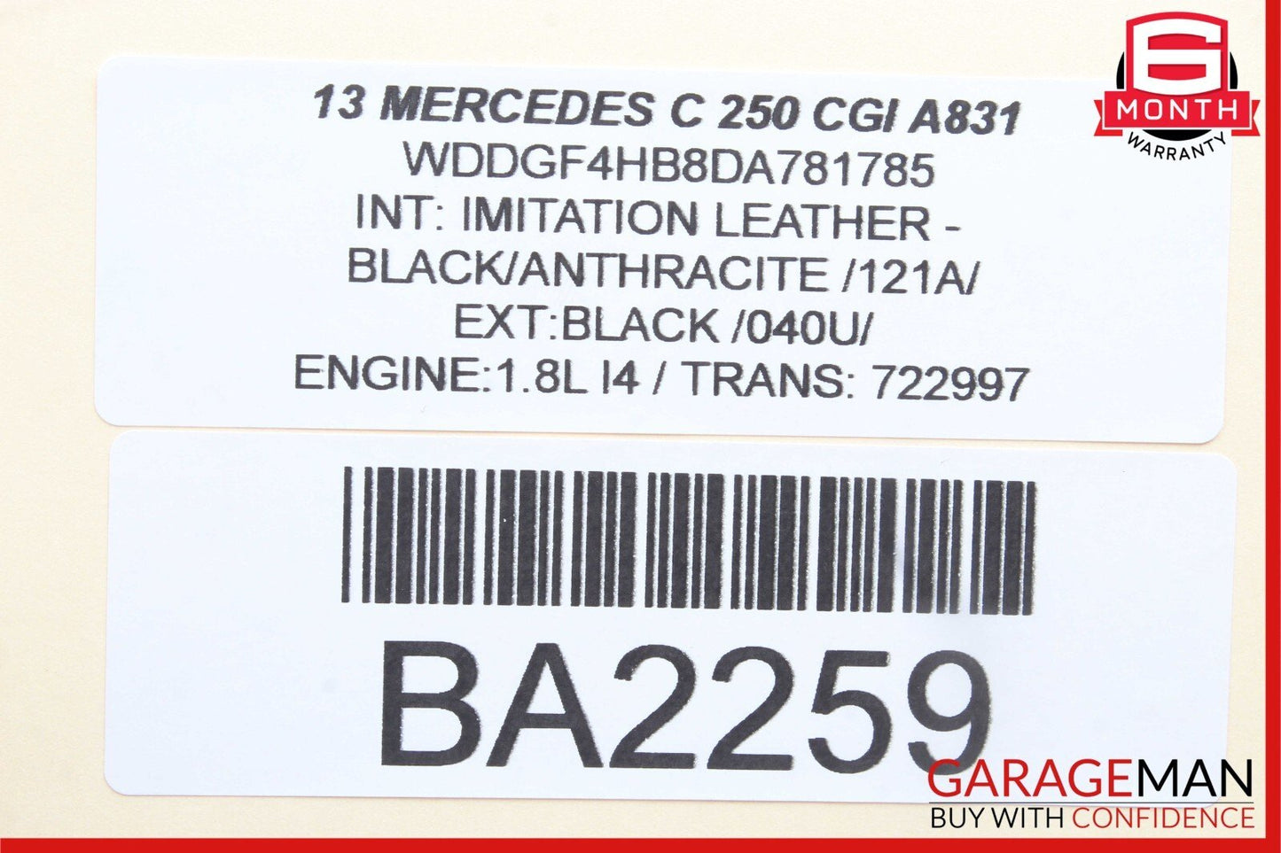 12-14 Mercedes W204 C300 C250 Sedan Right Passenger Exterior Door Handle Black