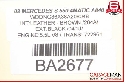 07-09 Mercedes S550 CL550 CL600 CL65 AMG Rear Trunk SAM Fuse Box Module OEM