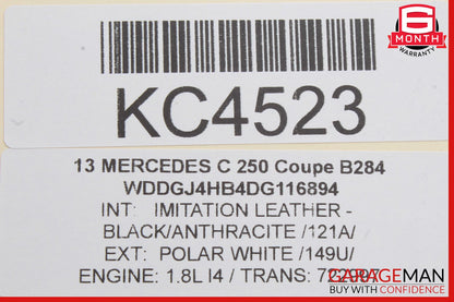 12-14 Mercedes W204 C250 Rear Right Passenger Side Taillight Tail Light Lamp