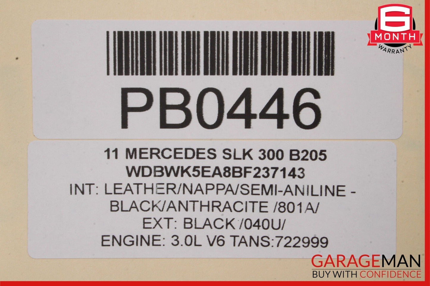 05-11 Mercedes R171 SLK350 Front Right Interior Door Panel Trim Cover Anthracite