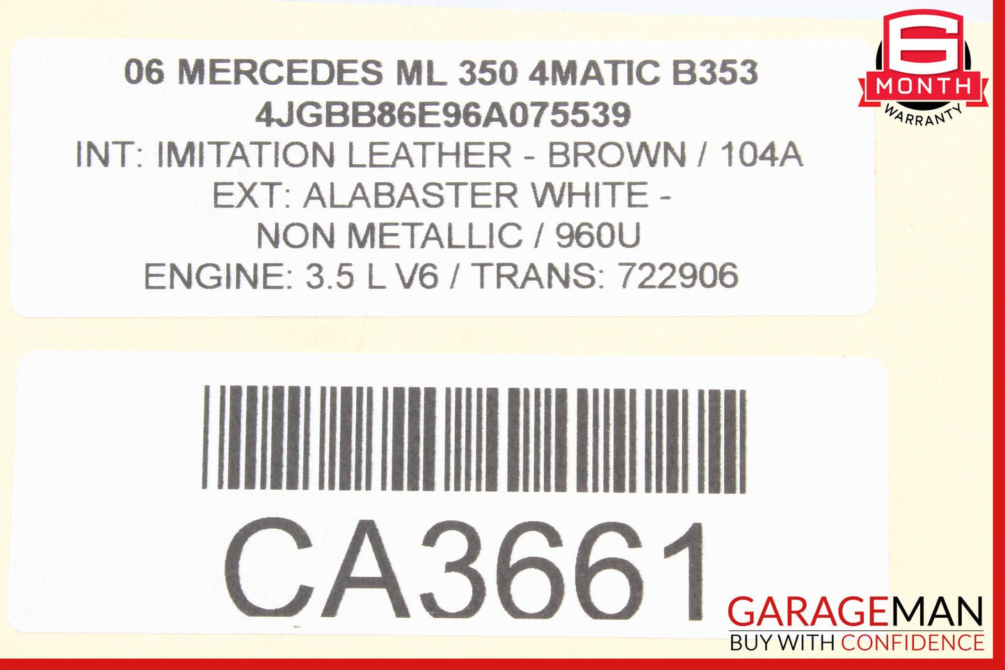 06-09 Mercedes W164 ML350 4MATIC Front Right Side Foglight Fog Light Trim Cover