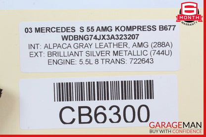 03-06 Mercedes W220 S55 AMG S500 Center Dashboard Control Switch 2208216558 OEM