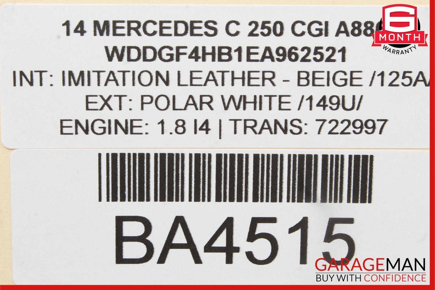 08-16 Mercedes C250 E350 E400 GLK350 Rear Left Door Window Regulator Motor