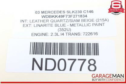 01-04 Mercedes R170 SLK230 SLK320 Front Right Side Door Window Regulator Motor