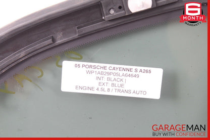 03-06 PORSCHE CAYENNE 955 REAR LEFT DRIVER SIDE QUARTER WINDOW GLASS OEM