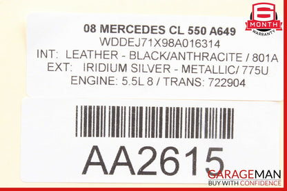 07-13 Mercedes W216 CL550 S65 AMG Center Console Rear AC Vent Trim Black OEM
