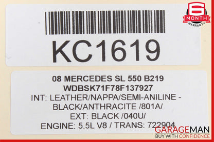 03-08 Mercedes R230 SL550 SL600 Front Right / Left Seat Headrest Head Rest Black