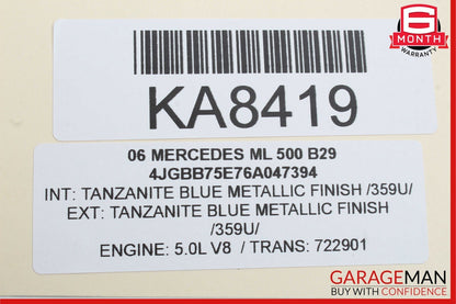 06-12 Mercedes W164 ML350 GL450 Front Right Exterior Door Handle Blue