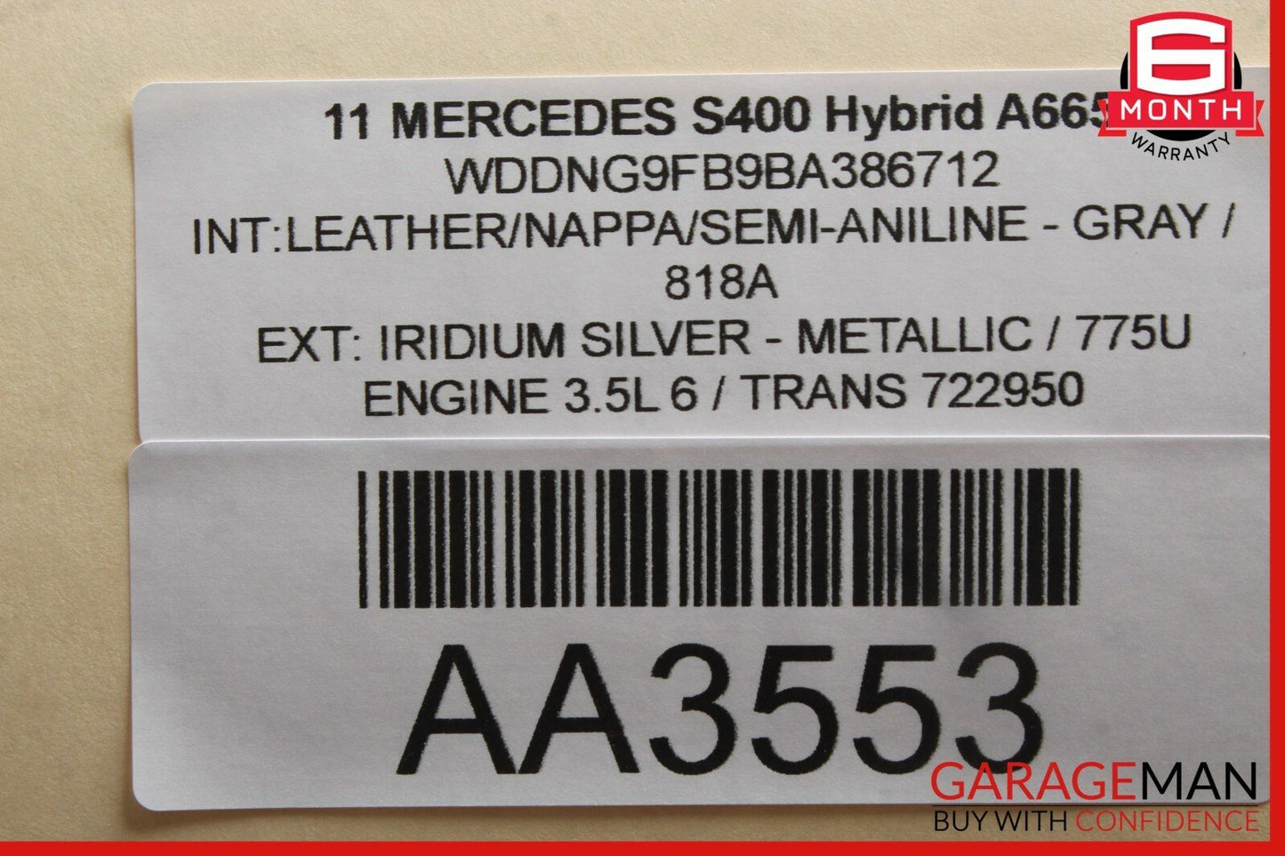 07-13 Mercedes W221 S400 Front Right Passenger Side Door Window Regulator Motor