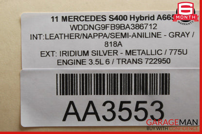 07-13 Mercedes W221 S400 Front Right Passenger Side Door Window Regulator Motor