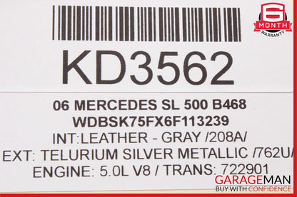 03-08 Mercedes R230 SL500 Rear Right Seat Belt Retractor Luggage w/ Speaker Gray