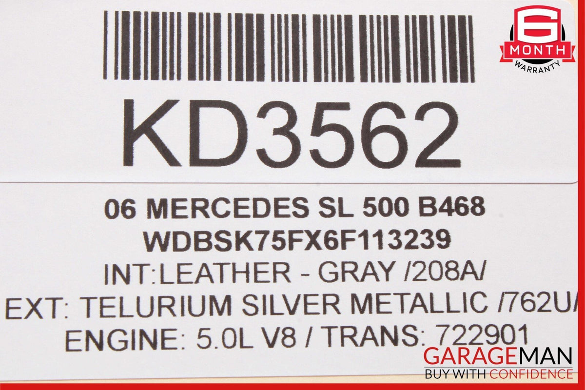 03-08 Mercedes R230 SL500 Rear Right Seat Belt Retractor Luggage w/ Speaker Gray
