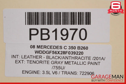 08-11 Mercedes W204 C350 Rear Right Passenger Side Interior Door Panel Black OEM