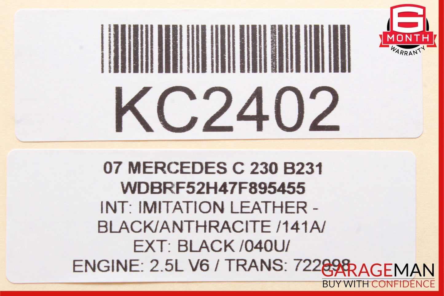 05-07 Mercedes W203 C230 Front Right Passenger Side Exterior Door Handle Black