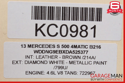 07-14 Mercedes CL600 S63 S550 CL550 Trunk Release Remote Open Close Module Unit