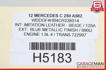 08-14 Mercedes W204 C250 Rear Overhead Dome Light Lamp Reading Map Black