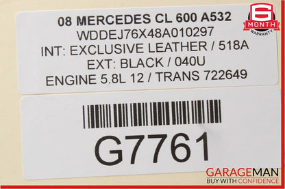 07-10 Mercedes W216 CL600 Front Right Side Complete Interior Door Panel Grey OEM