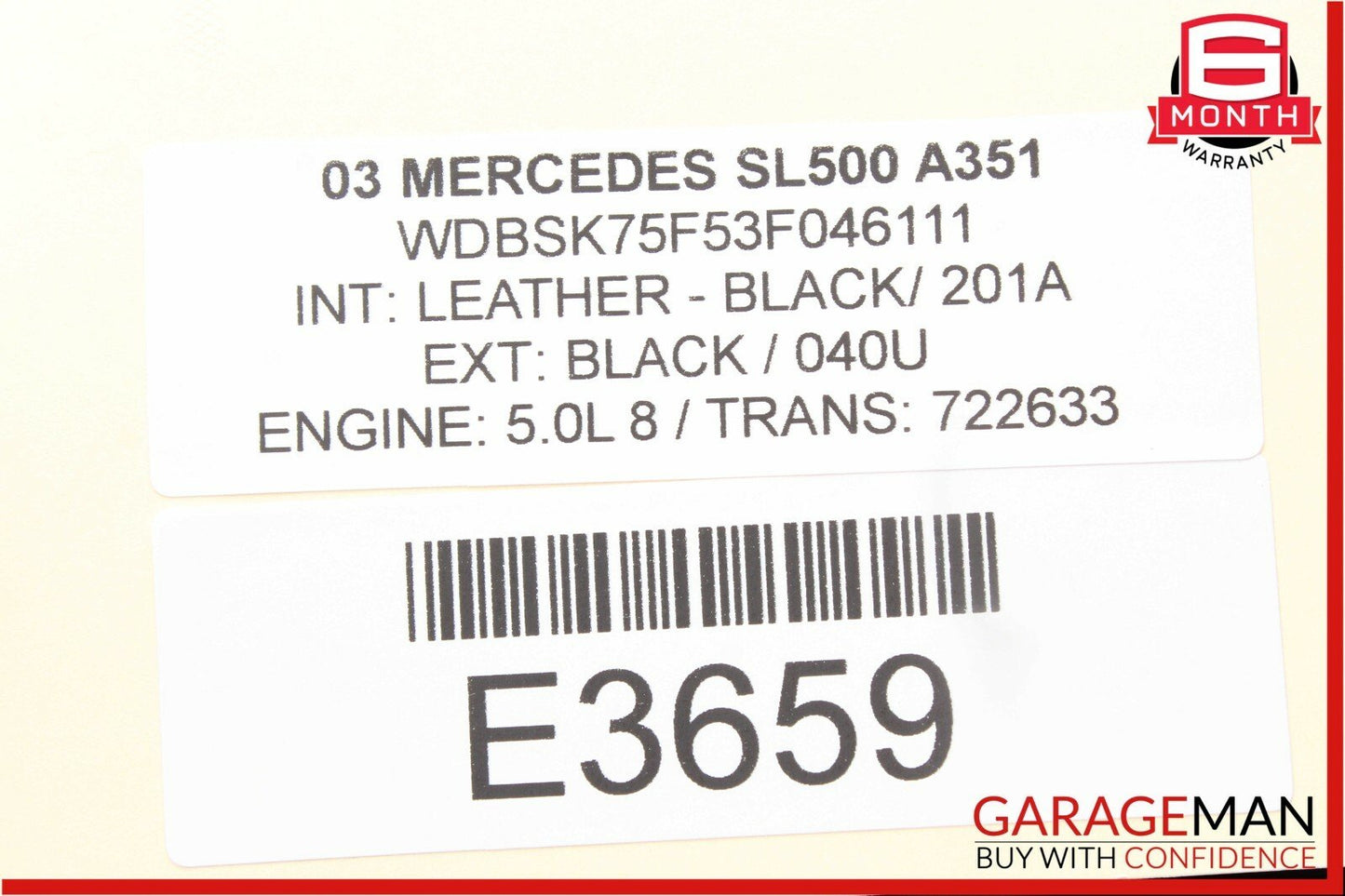 03-06 Mercedes R230 SL55 SL500 Steering Column Control Switches Shroud Black OEM