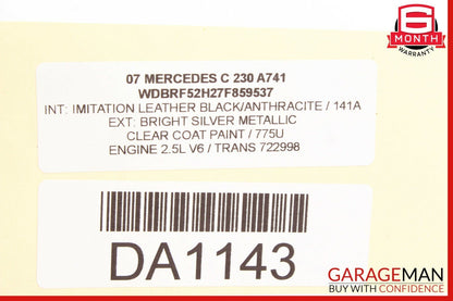 01-07 Mercedes W203 C230 C350 Rear Right Side Door Window Regulator Motor Unit