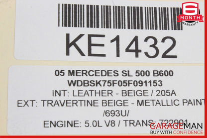03-12 Mercedes R230 SL500 SL55 Convertible Top Right Side Load Assist Cylinder