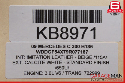 08-14 Mercedes W204 C300 C350 Front Right Side Sun Visor Sunvisor Shade Beige